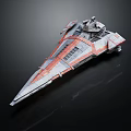 Gray And Red Sci Fi Spaceship Model With Streamlined Design And Detailed Structure